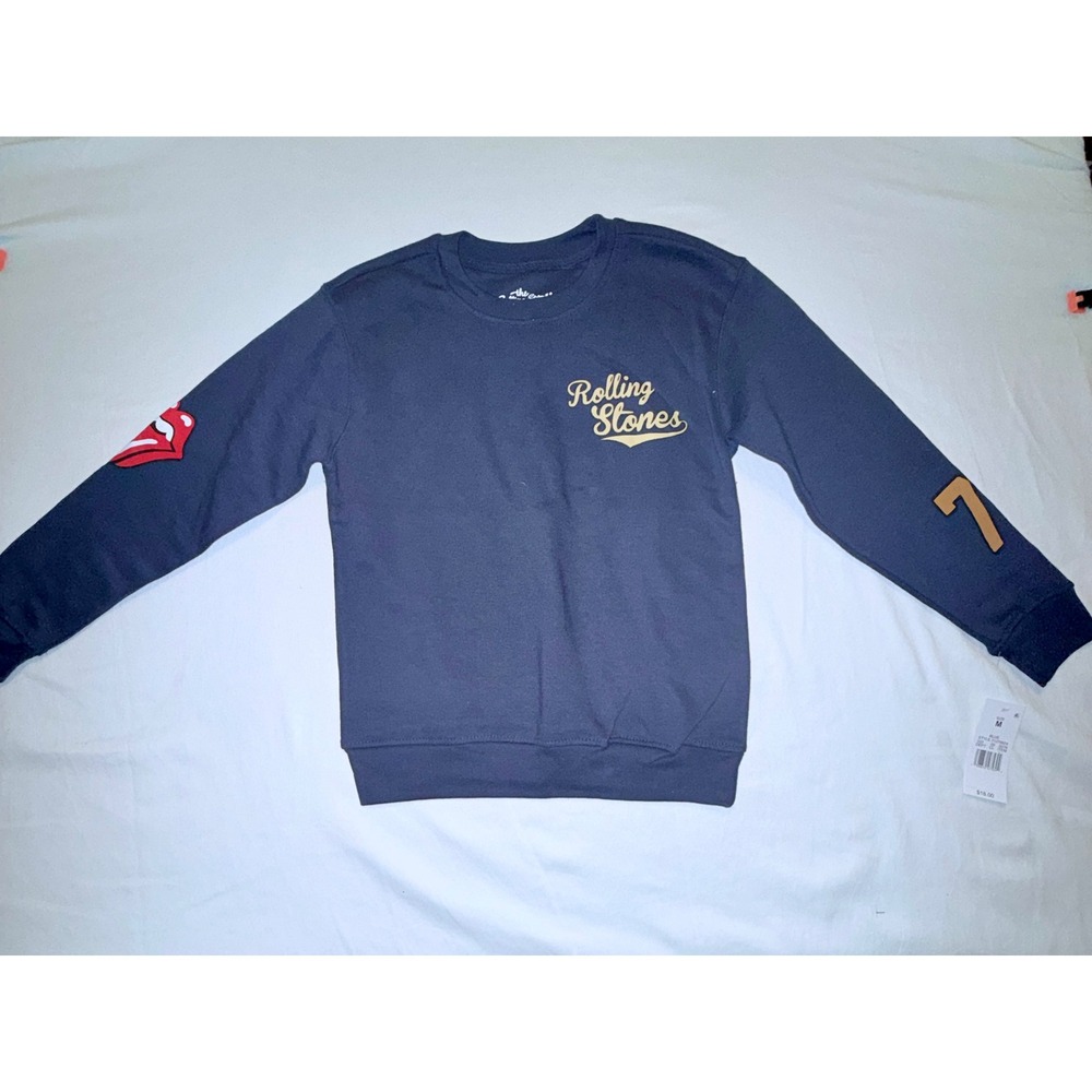 The Rolling Stones Sweatshirt Kids M Blue New 72 Tour Hot Lips Graphic
